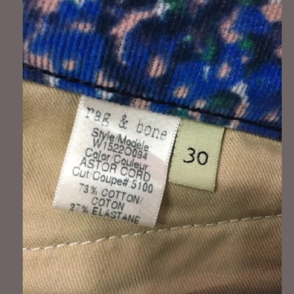Rag & Bone Corduroy Astor Print Jeans 30 - Picture 6 of 8